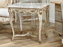 Mesa Luis XV tallada, dorada y pintada - firmada Lebas