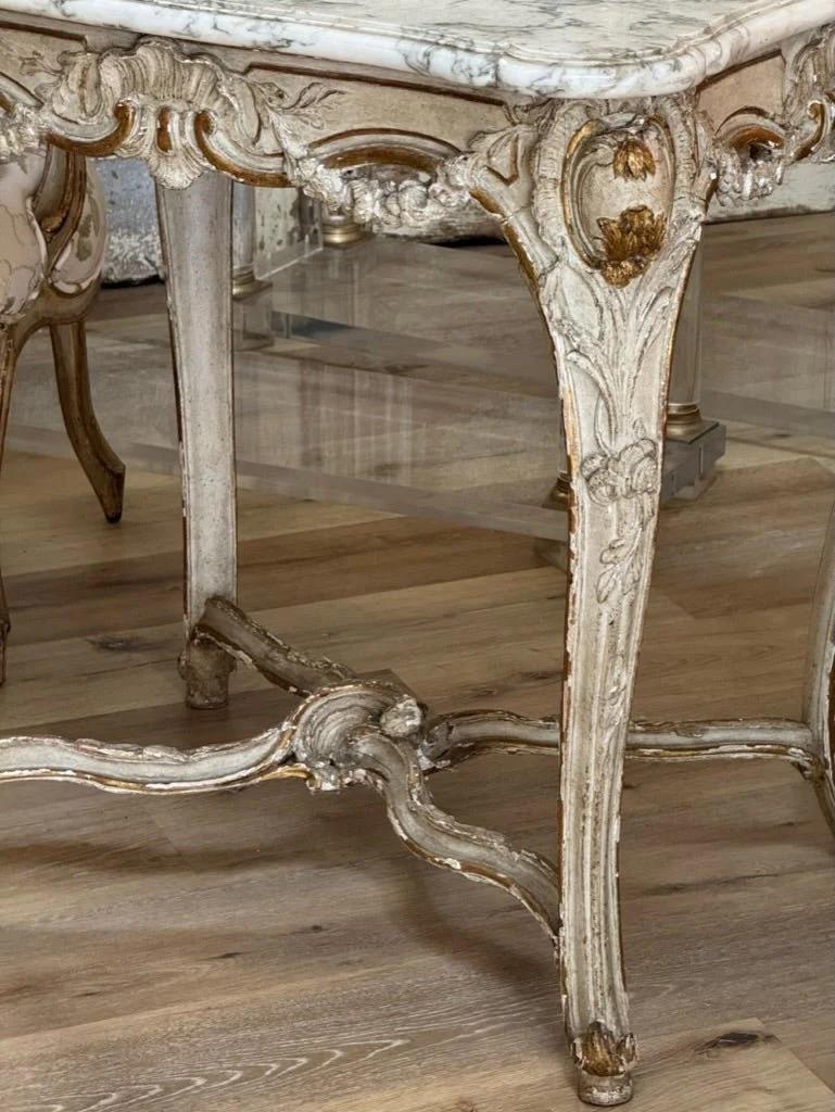 A Louis XV Carved, Parcel Gilt, and Paint Table - signed Lebas In Good Condition For Sale In Charlottesville, VA