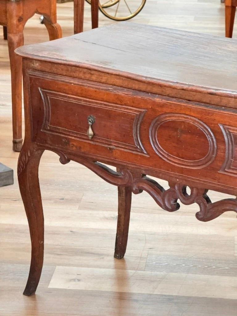 18th Century and Earlier A Louis XV console or side table in richly patinated walnut For Sale