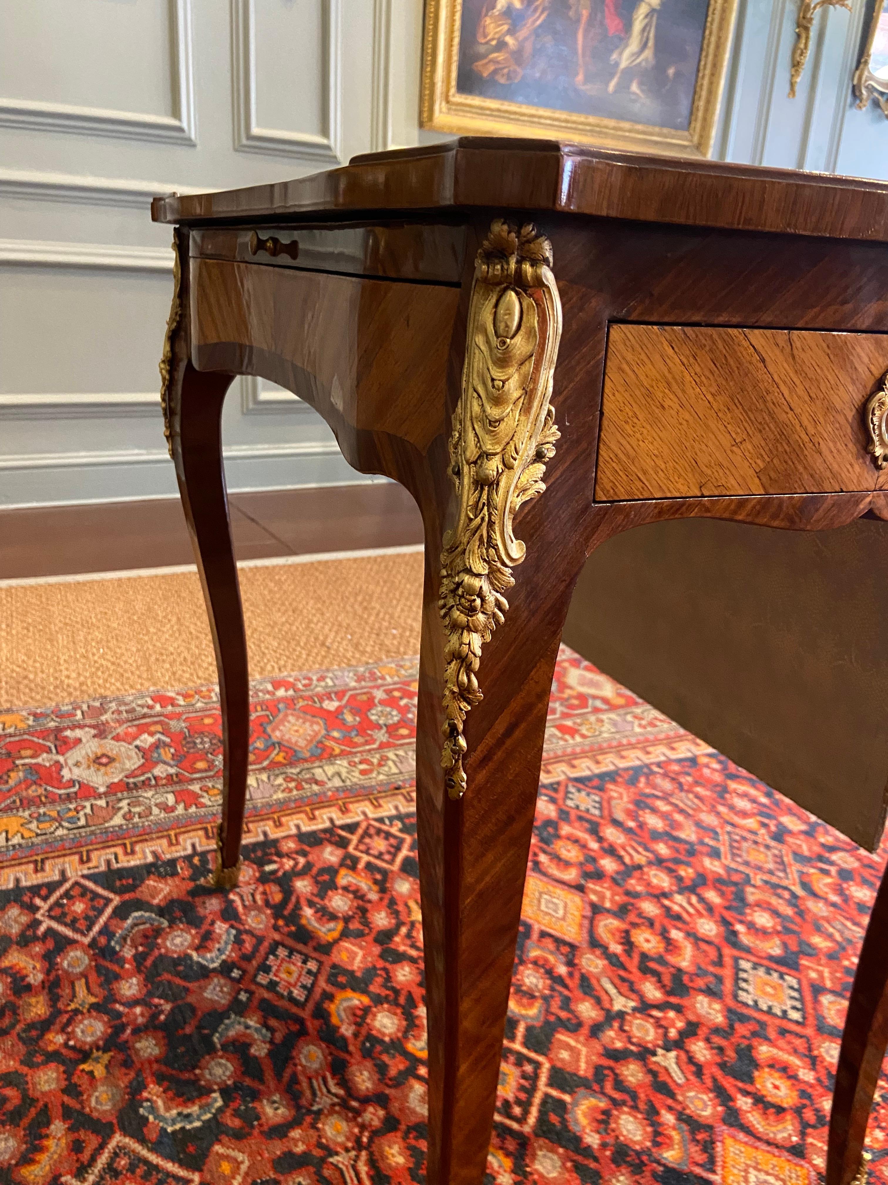 French Louis XV Fruitwood and Marquetry Writing Table, 'Mid-18th Century' For Sale