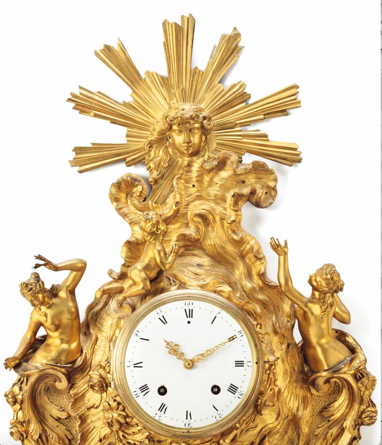 French Louis XV Ormolu Cartel Clock Approximately 1745 For Sale