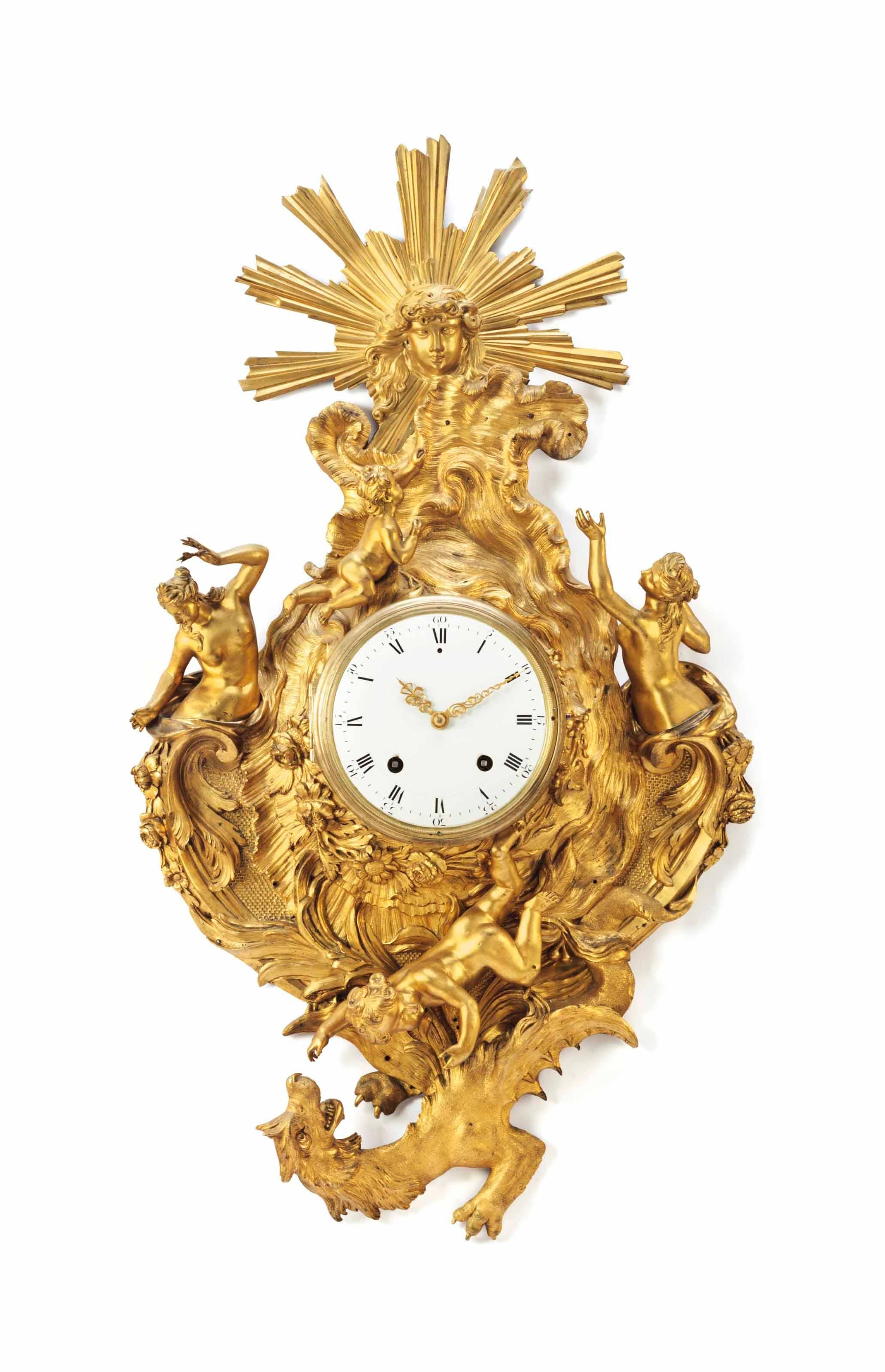 Louis XV Ormolu Cartel Clock Approximately 1745 In Good Condition For Sale In SAINT-JEAN-CAP-FERRAT, FR