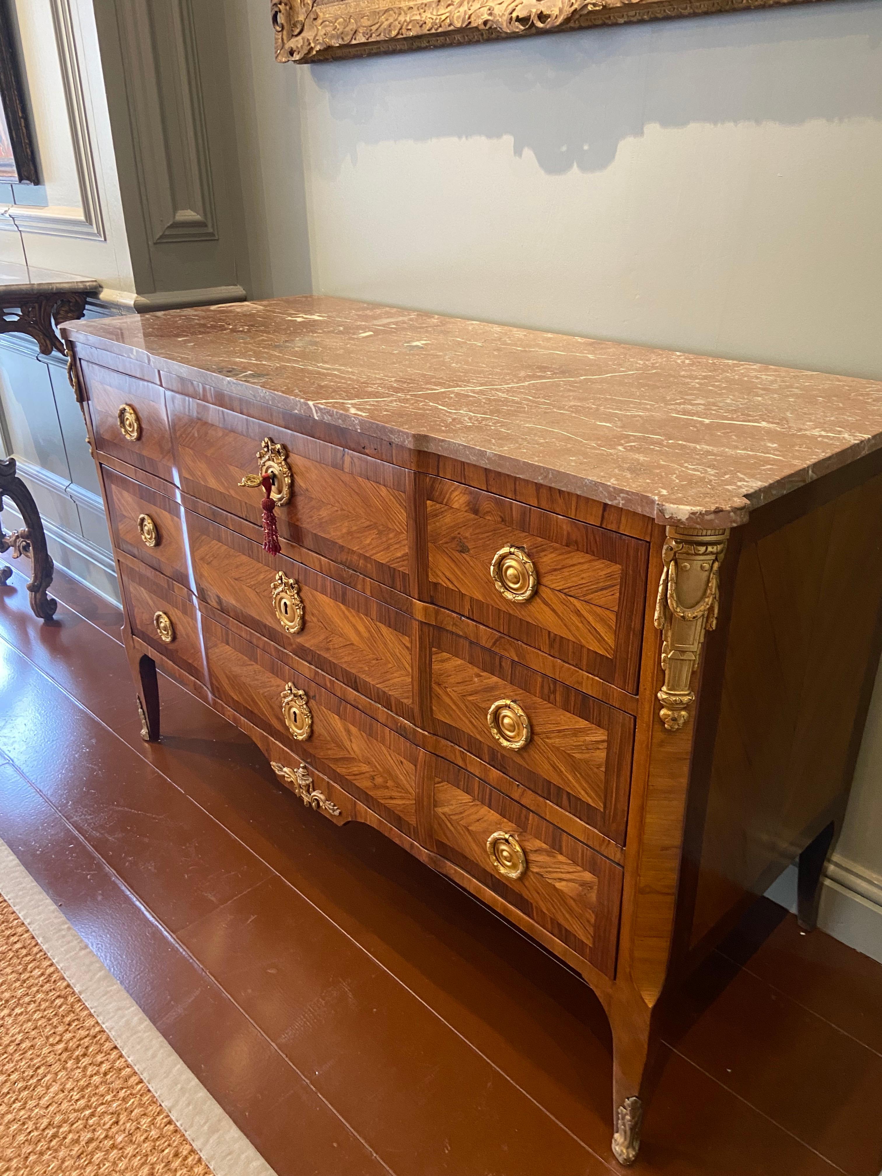 Louis XV Ormolu-Mounted Kingwood and Fruitwood Commode 'Mid 18th Century' For Sale 6