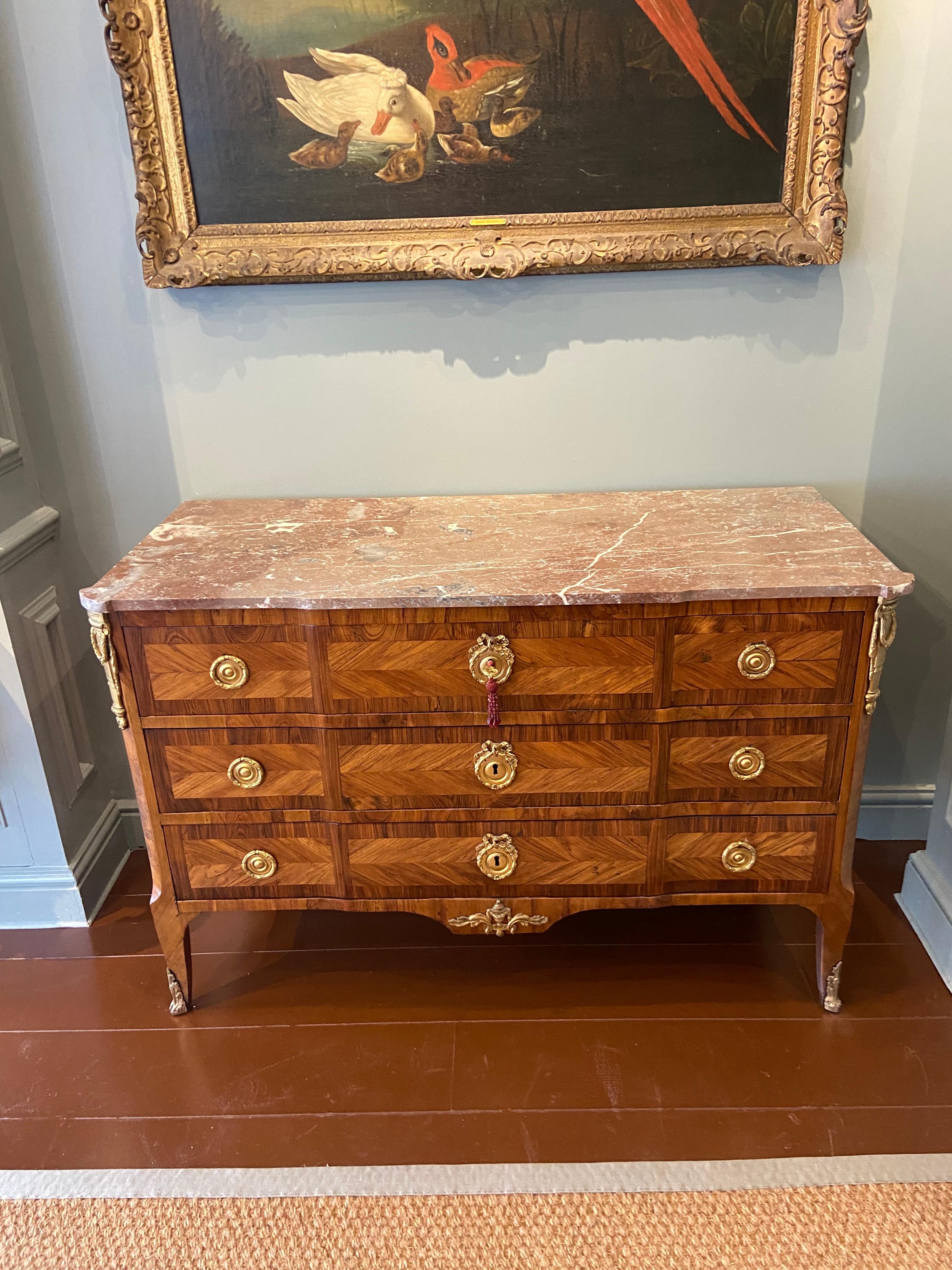 Louis XV Ormolu-Mounted Kingwood and Fruitwood Commode 'Mid 18th Century' For Sale 3