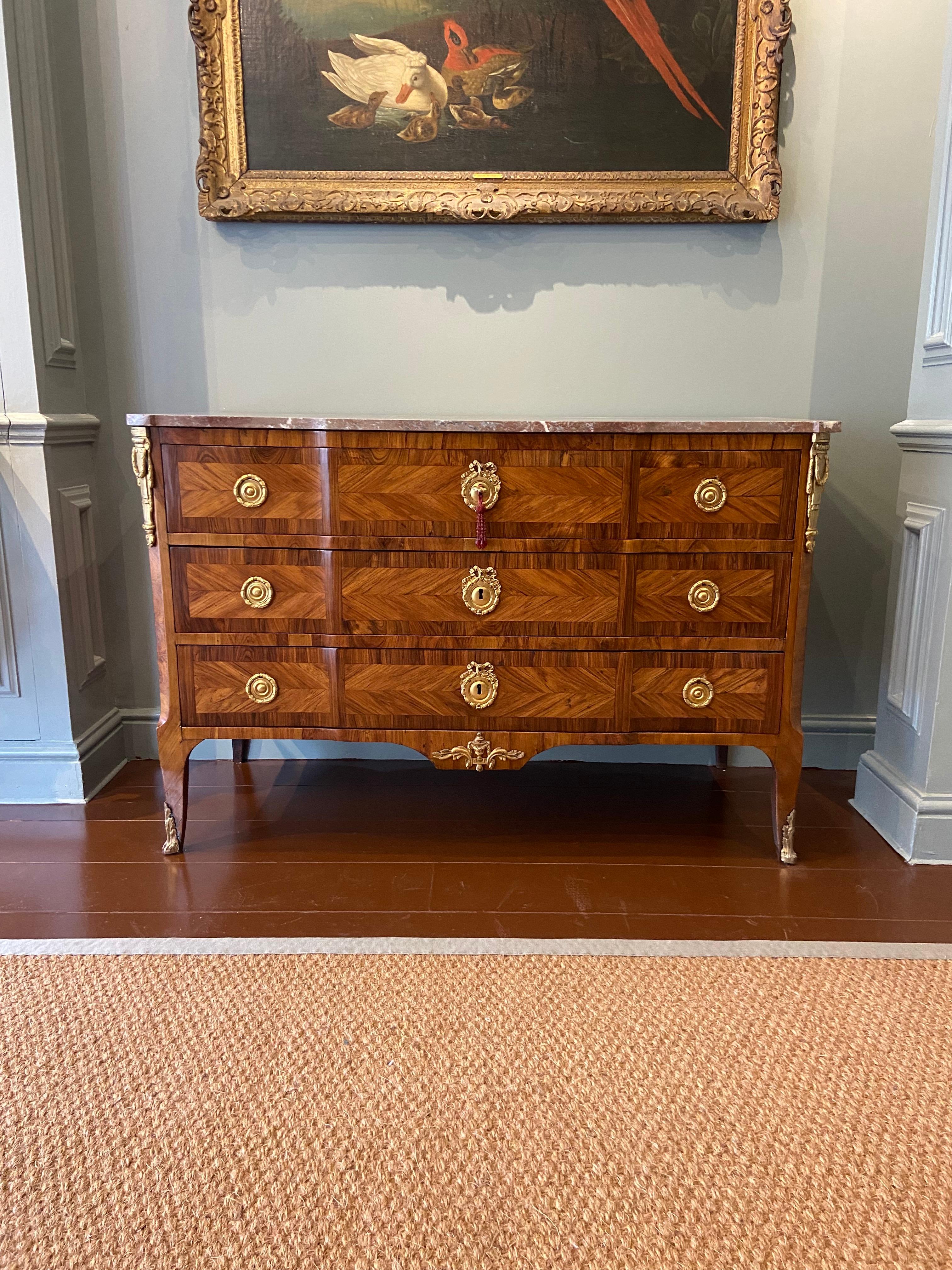 Louis XV Ormolu-Mounted Kingwood and Fruitwood Commode 'Mid 18th Century' For Sale 4