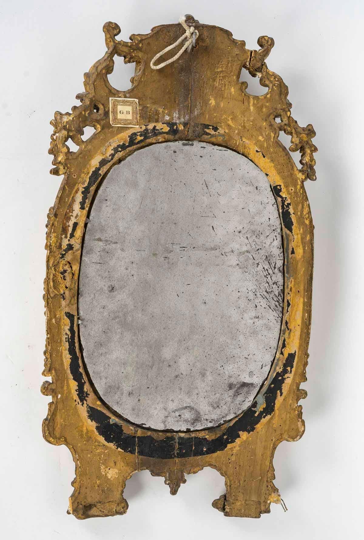 A Louis XV Period Carved and Gilded Wood Wall Mirror, 18th Century. For Sale 1
