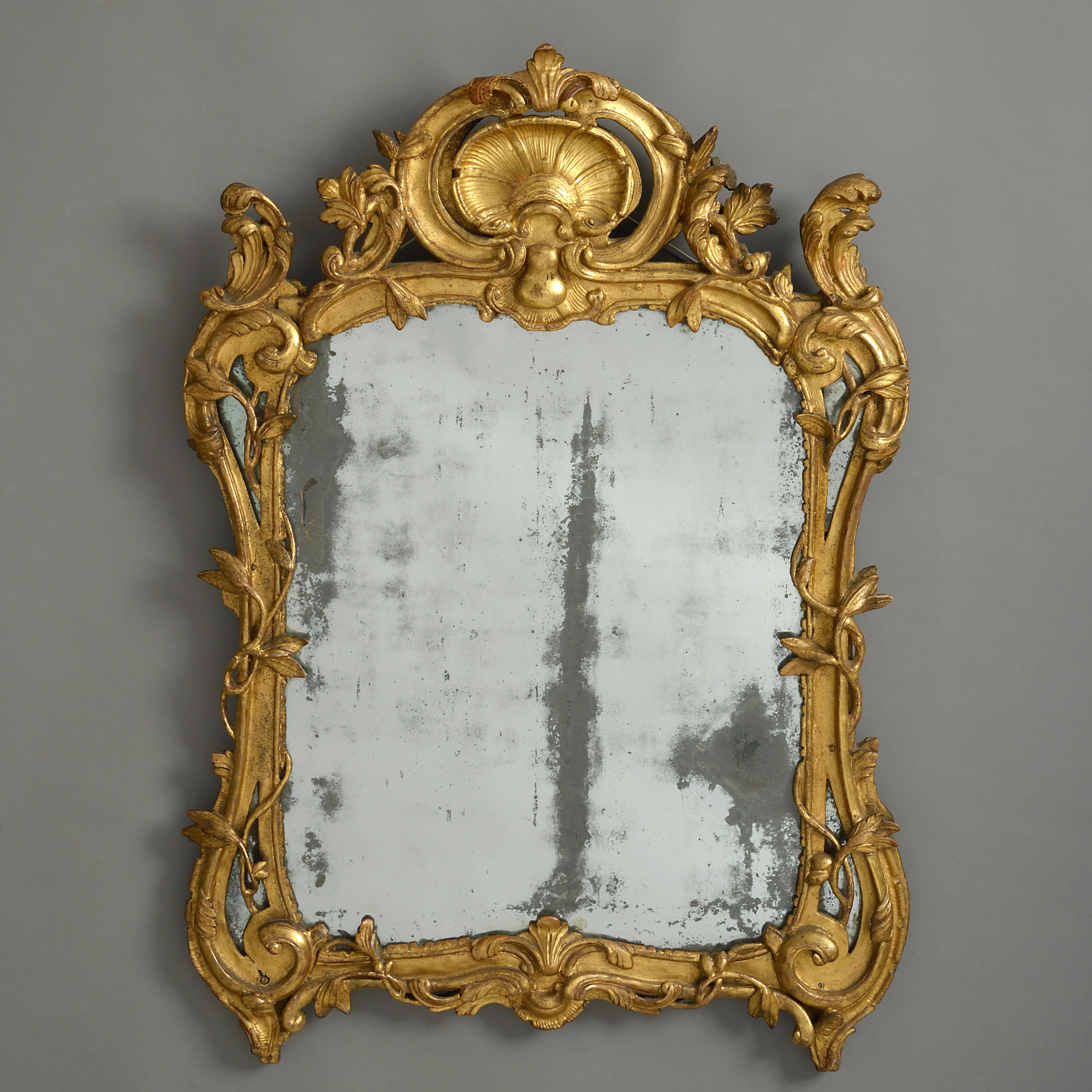 Hand-Carved Louis XV Period Giltwood Mirror