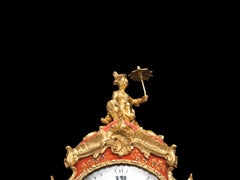 Louis XV Small Ormolu-Mounted Red Lacquer Bracket Clock, Pierre Musson, Paris