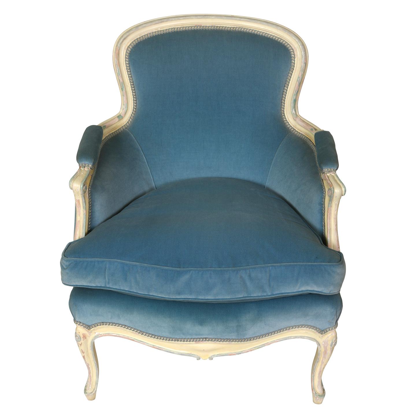 French A Louis XV Style Bergere and Ottoman