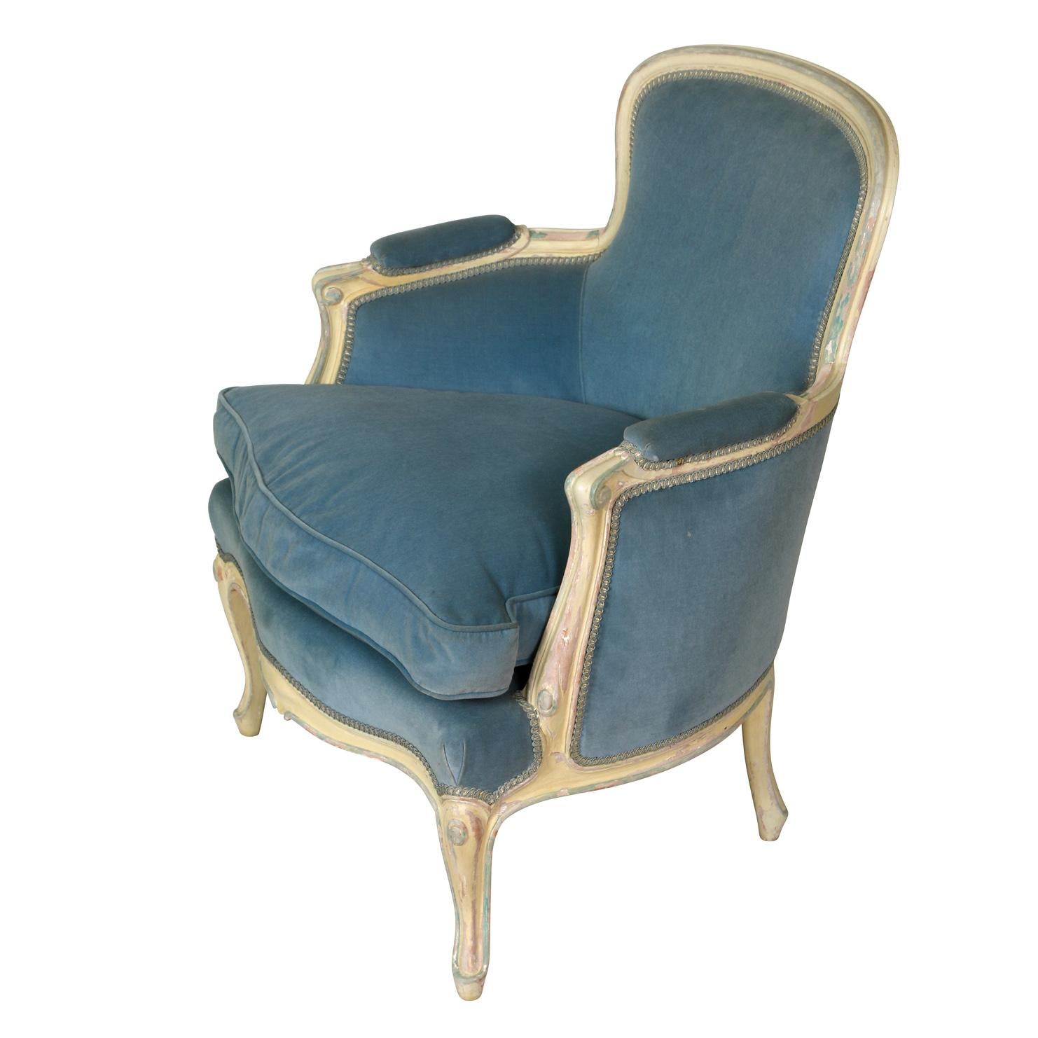 Mid-20th Century A Louis XV Style Bergere and Ottoman