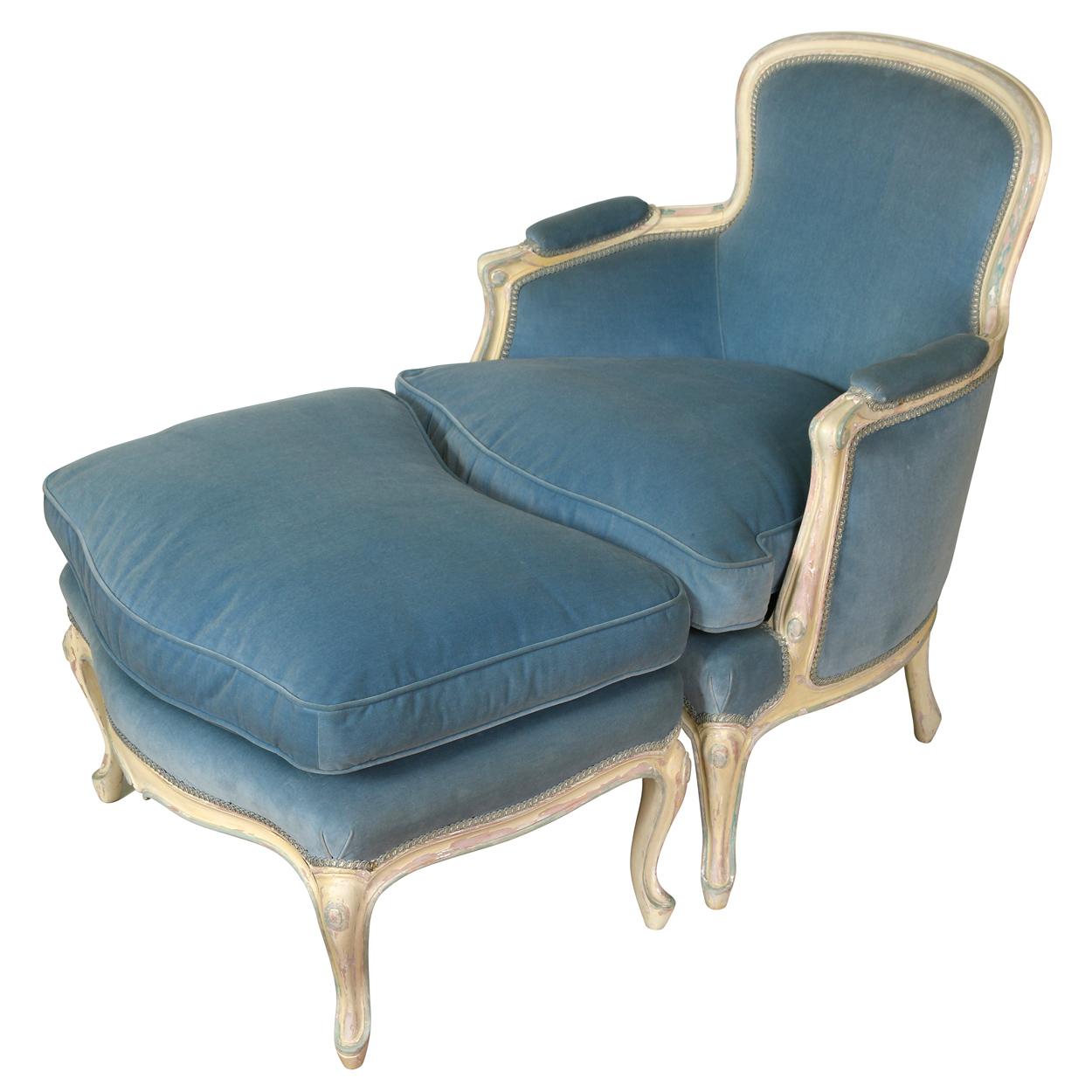A Louis XV Style Bergere and Ottoman 1