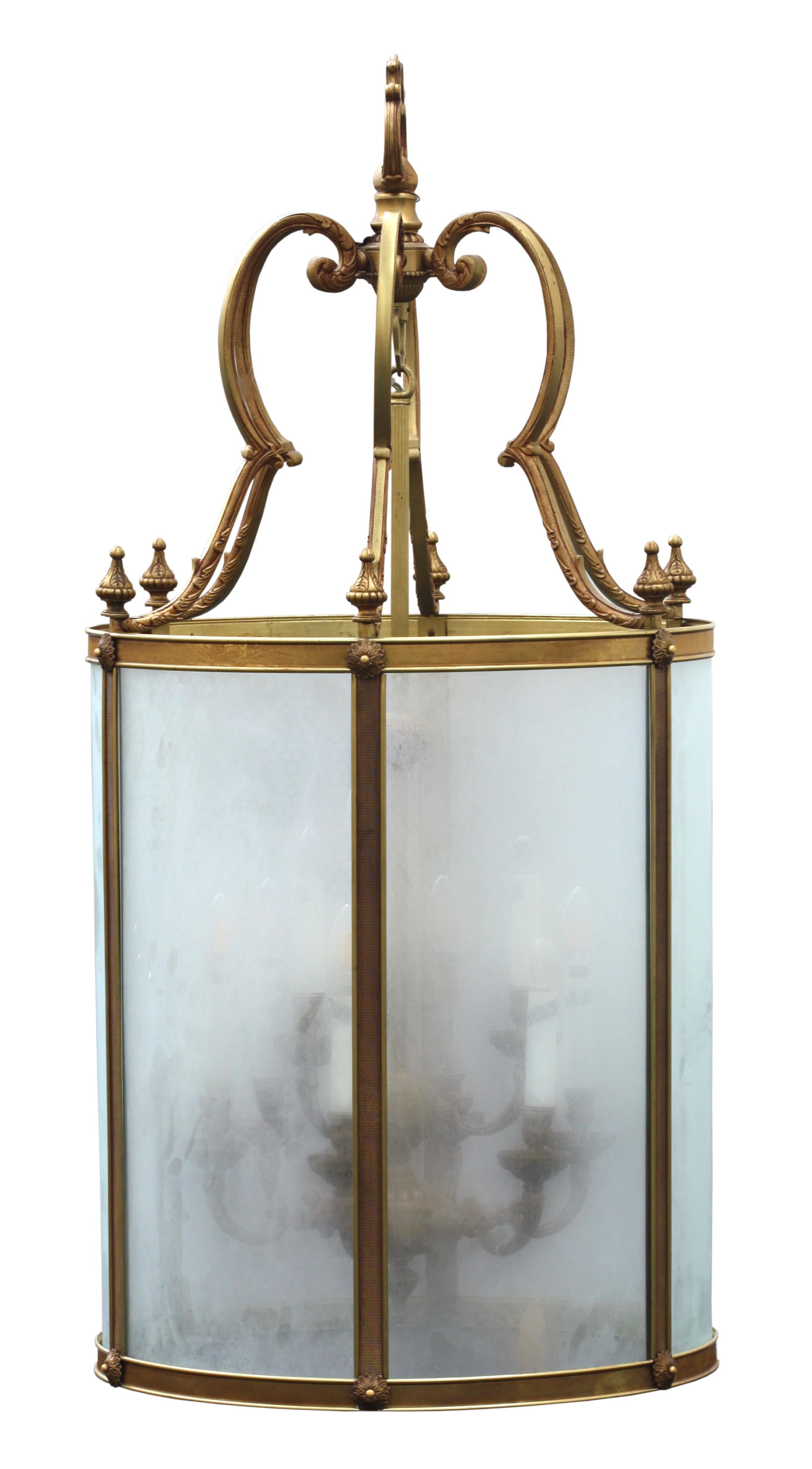 Louis XV Style Bronze Hanging Lantern/Chandelier In Good Condition For Sale In West Palm Beach, FL