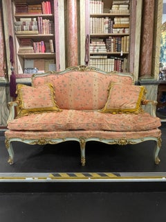 Geschnitztes und bemaltes Salon-Kanapee im Stil Ludwigs XV., 19.