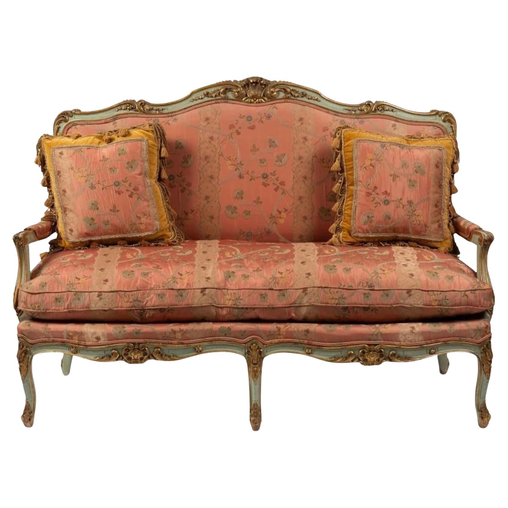 A Louis XV Style Carved And Painted Salon Canapé, 19th Century