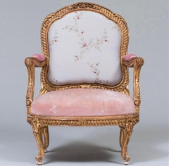 Louis XV Style Carved Giltwood Armchair, 19thC