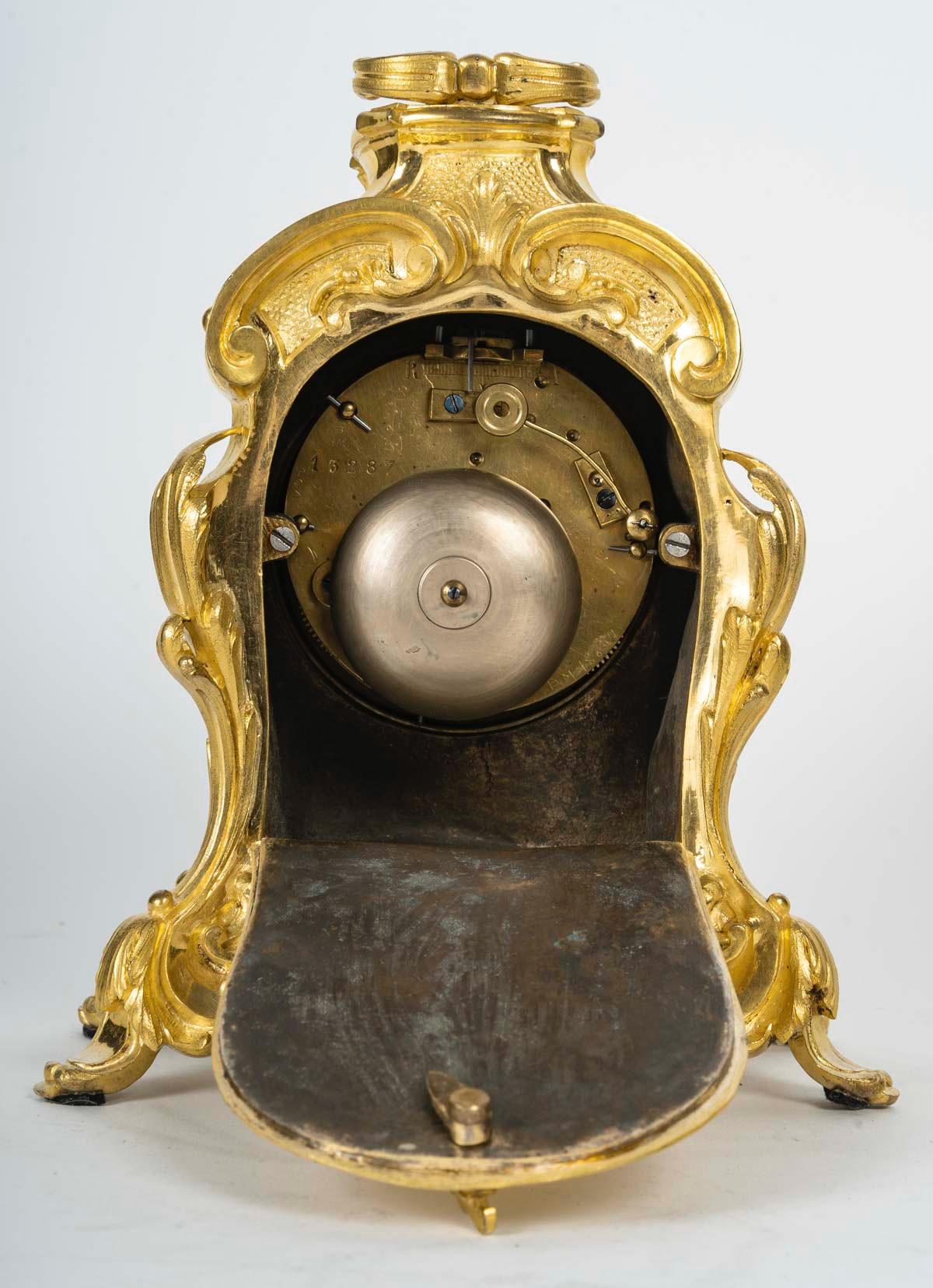 Reloj de sobremesa viajero de estilo Luis XV circa 1875 Esmalte en venta