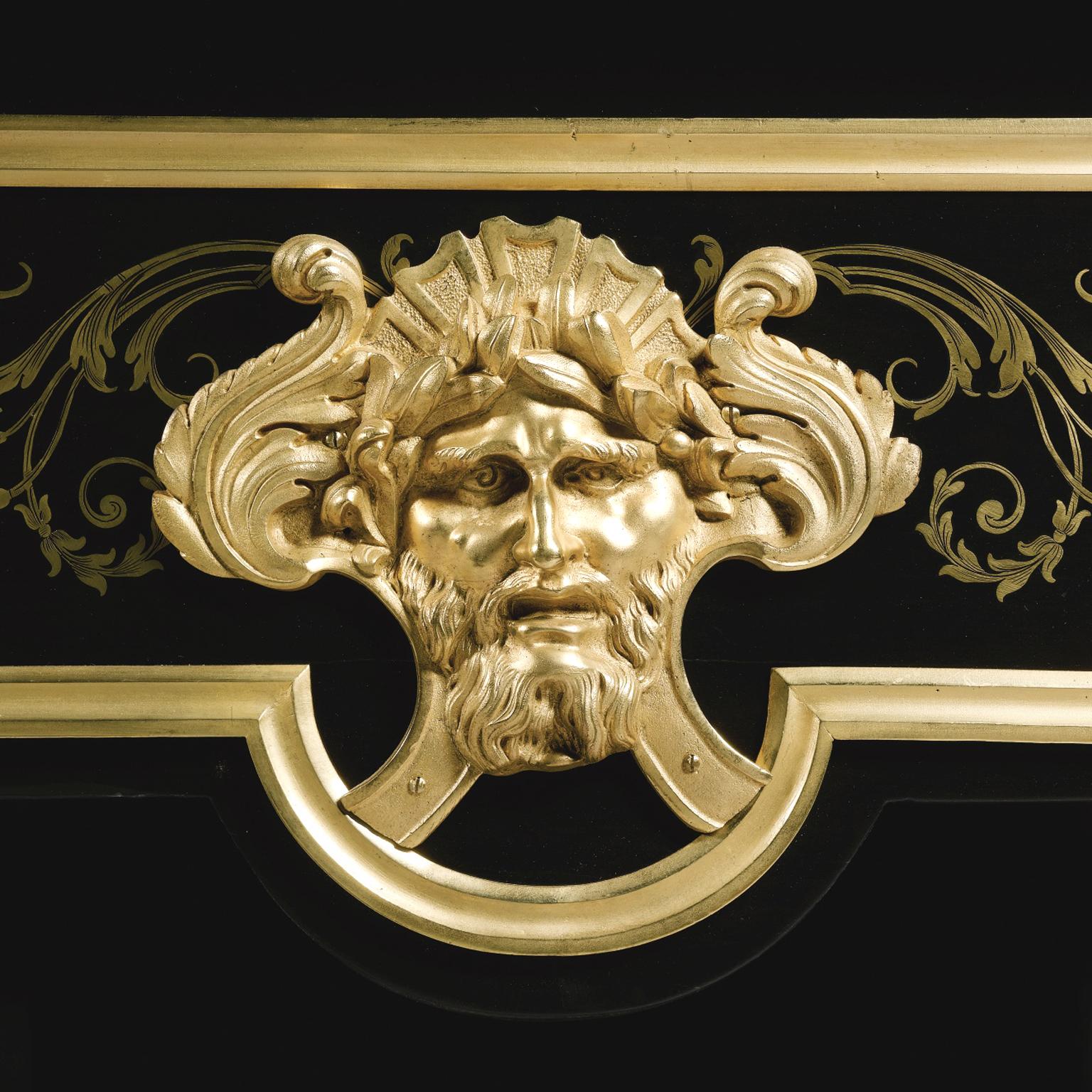 Gilt Louis XV Style Ebonized Bureau Plat Attributed to Befort Jeune, circa 1870