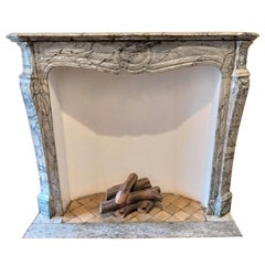 Antique LOUIS XV -Style Fireplace Named Pompadour in Bleu Fleuri-Marble