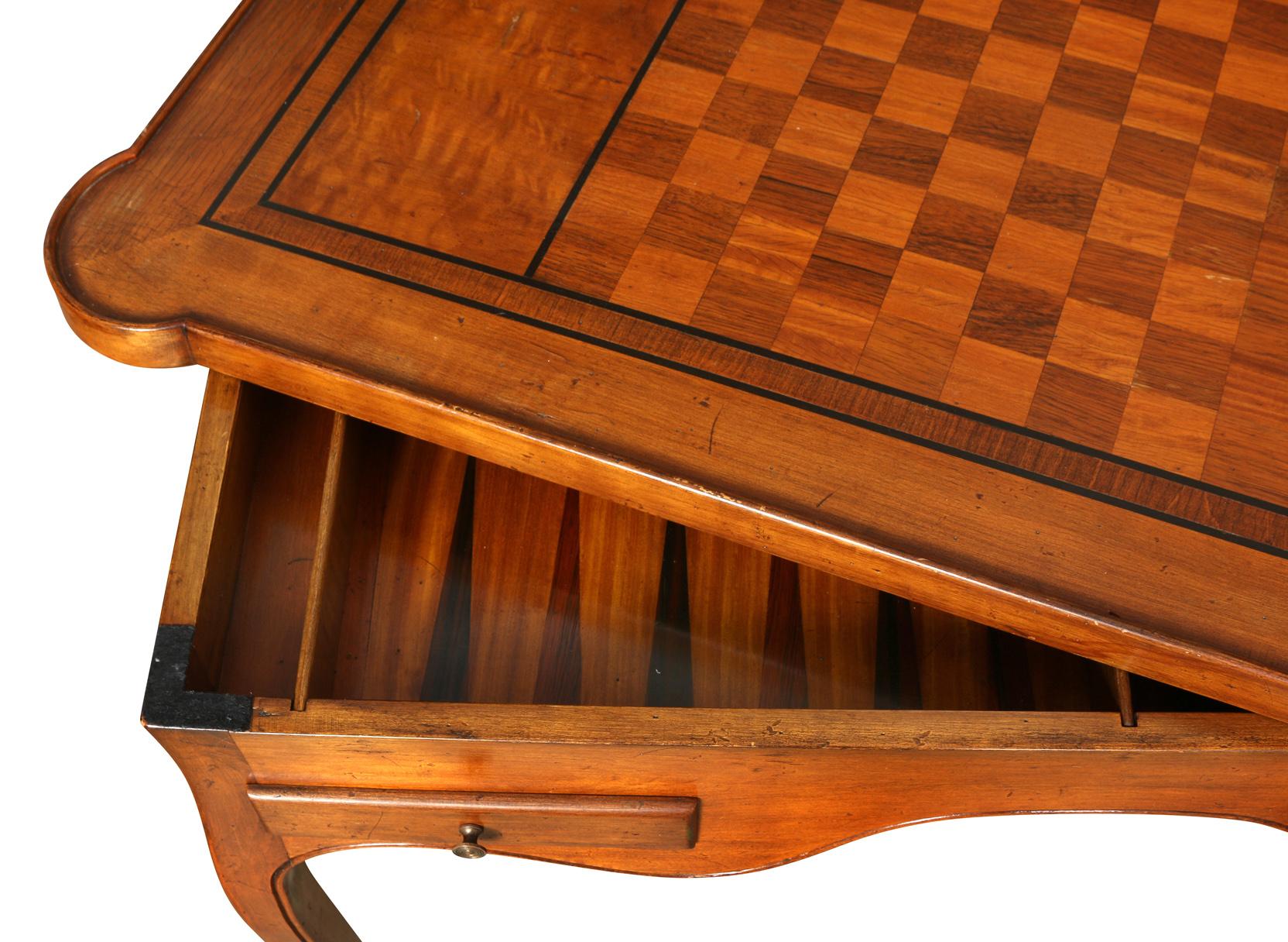 20th Century A  Louis XV Style Fruitwood Games Table