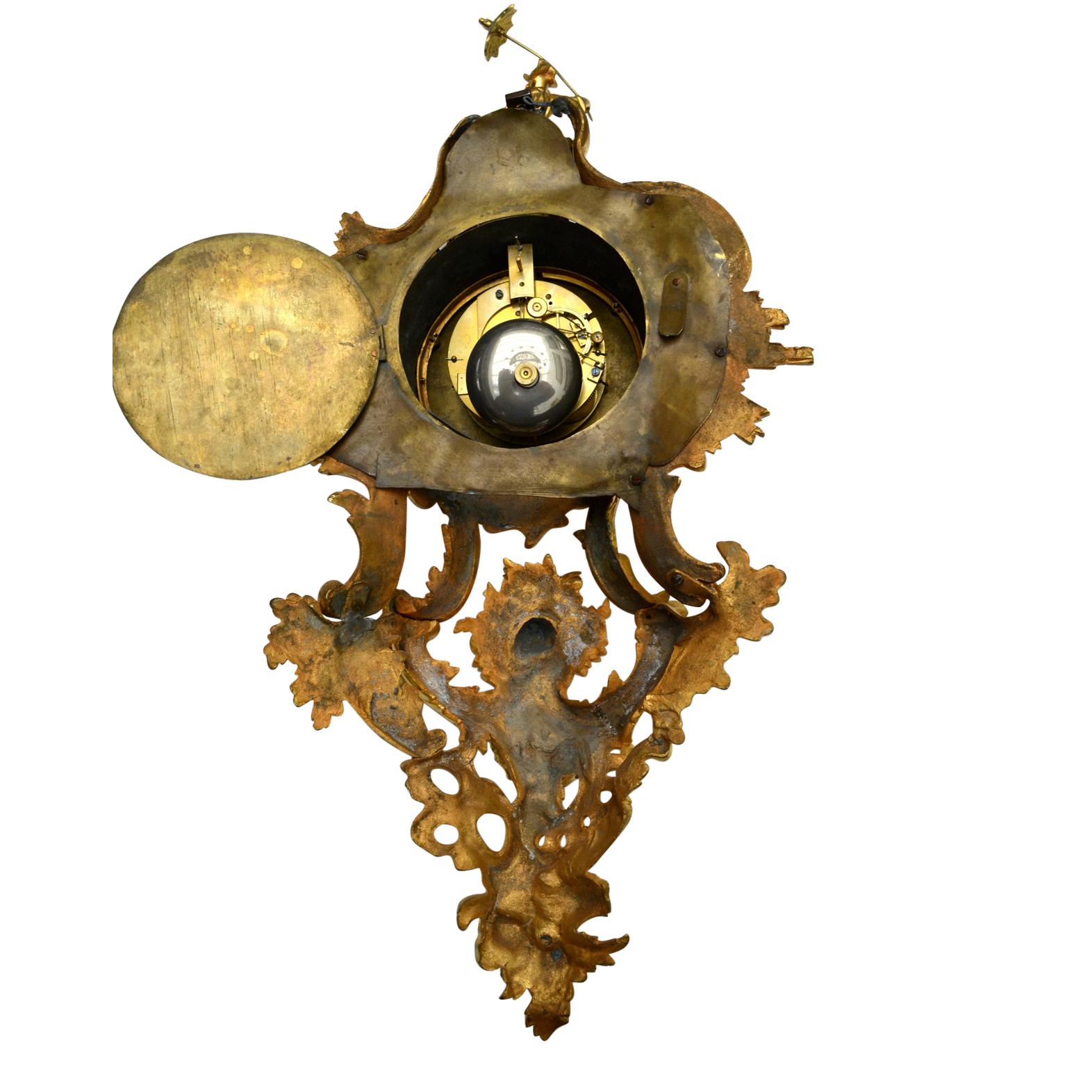 Louis XV Style Gilt Bronze Cartel Clock by Raingo Freres Paris 6