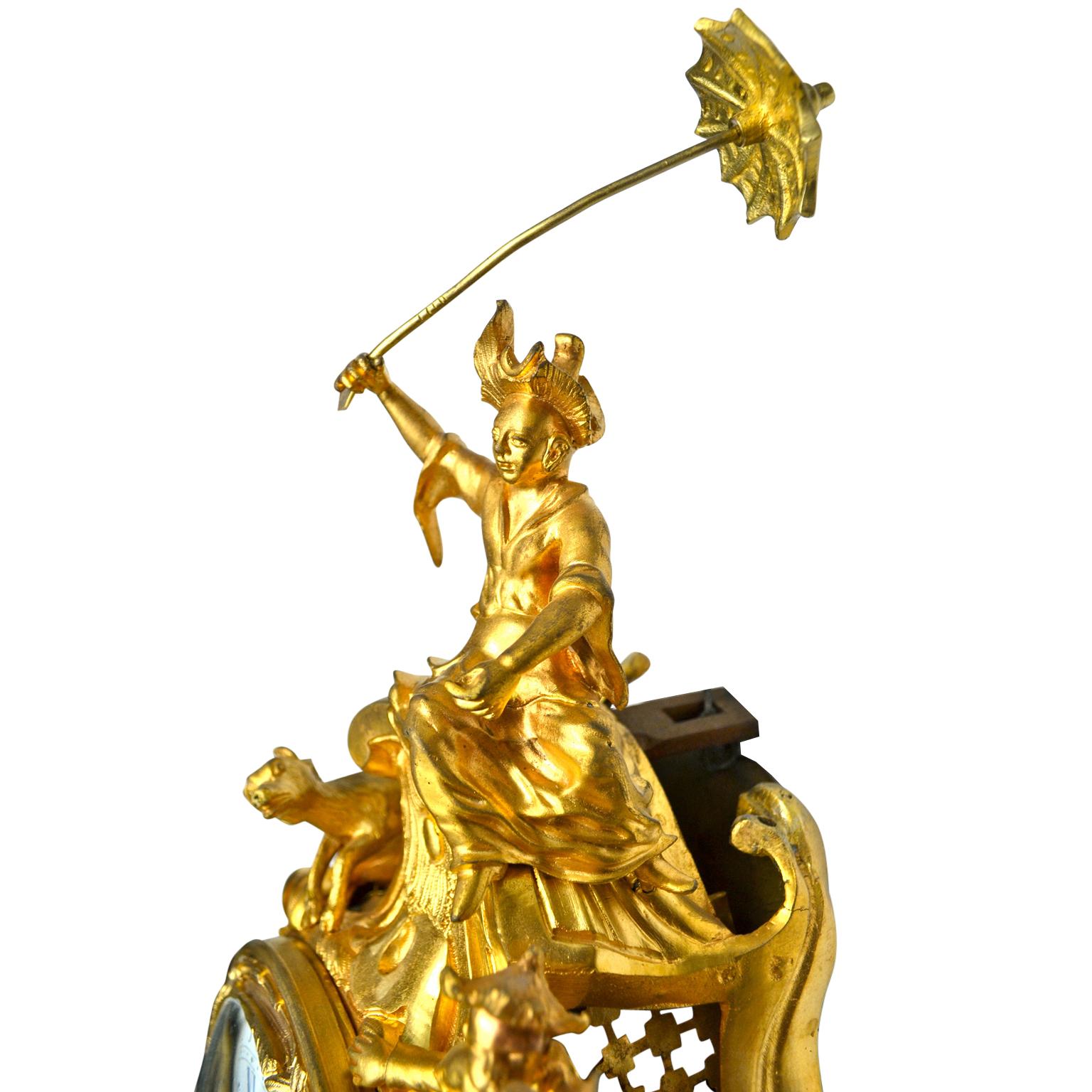 Louis XV Style Gilt Bronze Cartel Clock by Raingo Freres Paris 1