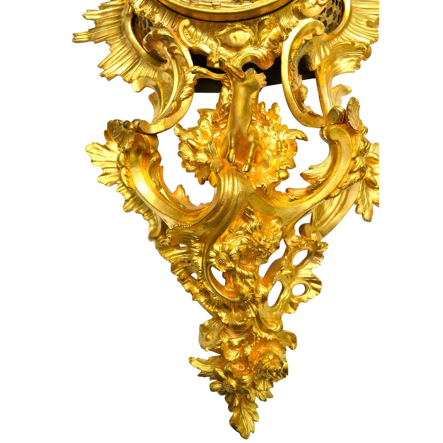 Louis XV Style Gilt Bronze Cartel Clock by Raingo Freres Paris 2