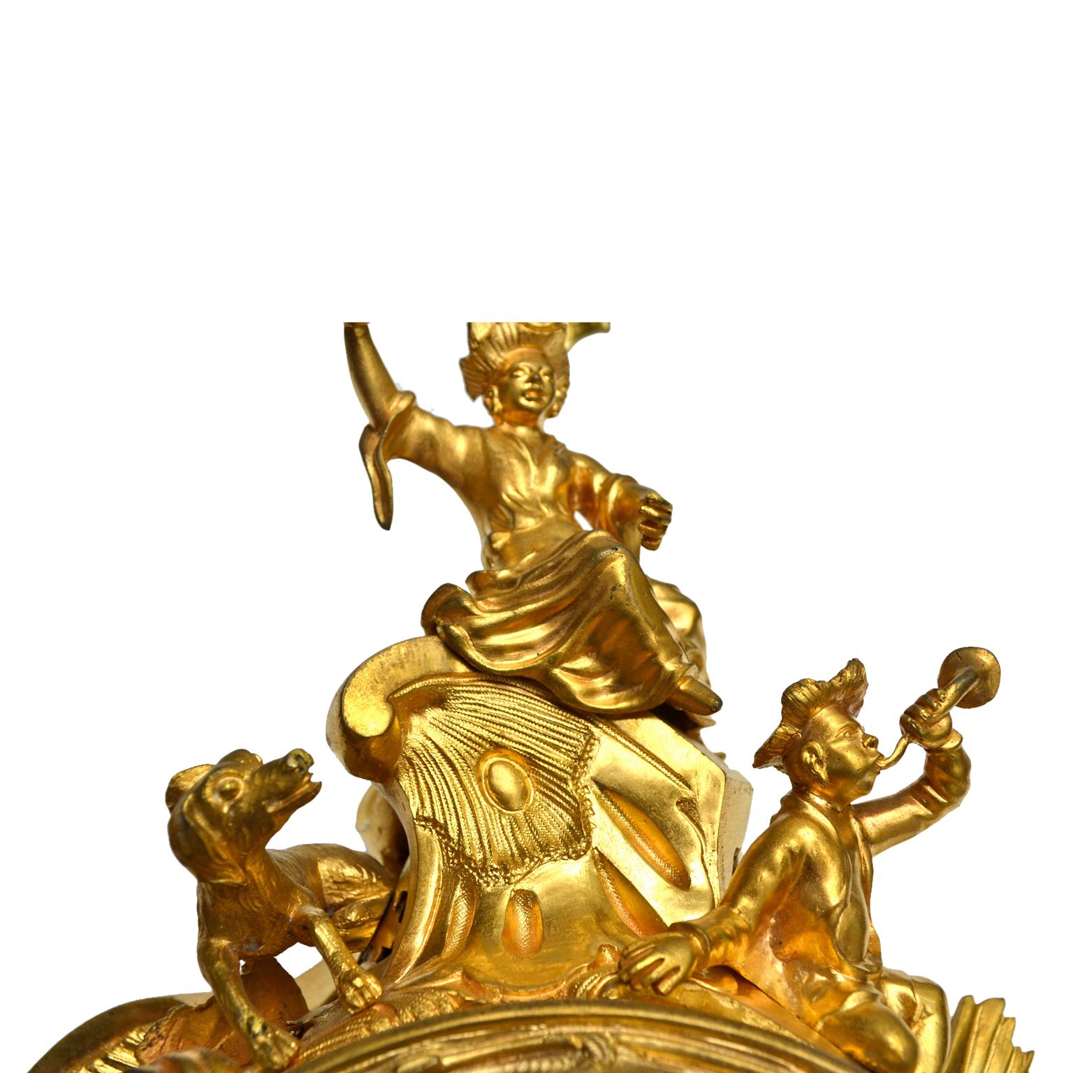 Louis XV Style Gilt Bronze Cartel Clock by Raingo Freres Paris 3