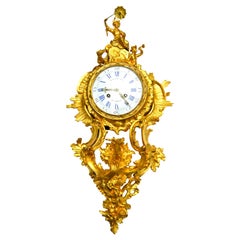 Louis XV Style Gilt Bronze Cartel Clock by Raingo Freres Paris