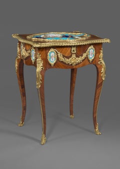 Louis XV Style Gilt-Bronze Mounted and Porcelain Set Table, circa 1870