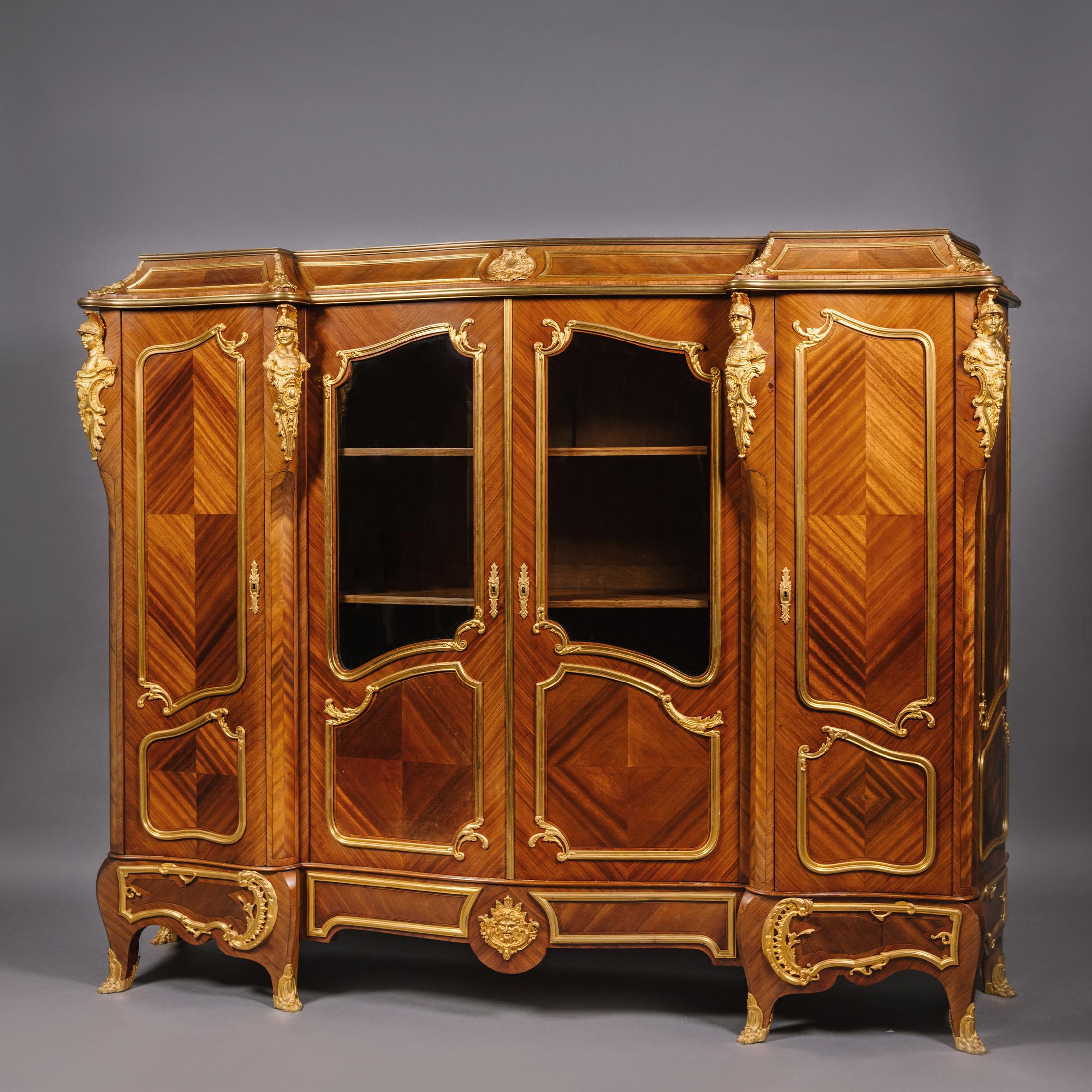 French Louis XV Style Gilt-Bronze Mounted Bibliotheque, Attributed to François Linke For Sale