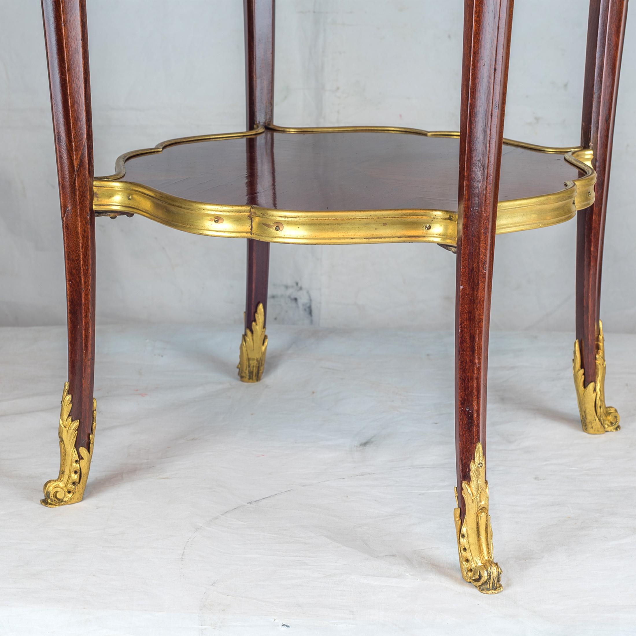 Louis XV-Style Gilt-Bronze Mounted Mahogany and Marble-Top Side Table In Good Condition For Sale In New York, NY