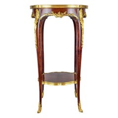 Antique Louis XV-Style Gilt-Bronze Mounted Mahogany and Marble-Top Side Table