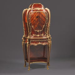 A Louis XV Style Gilt-Bronze Mounted Marquetry Cabinet-On-Stand