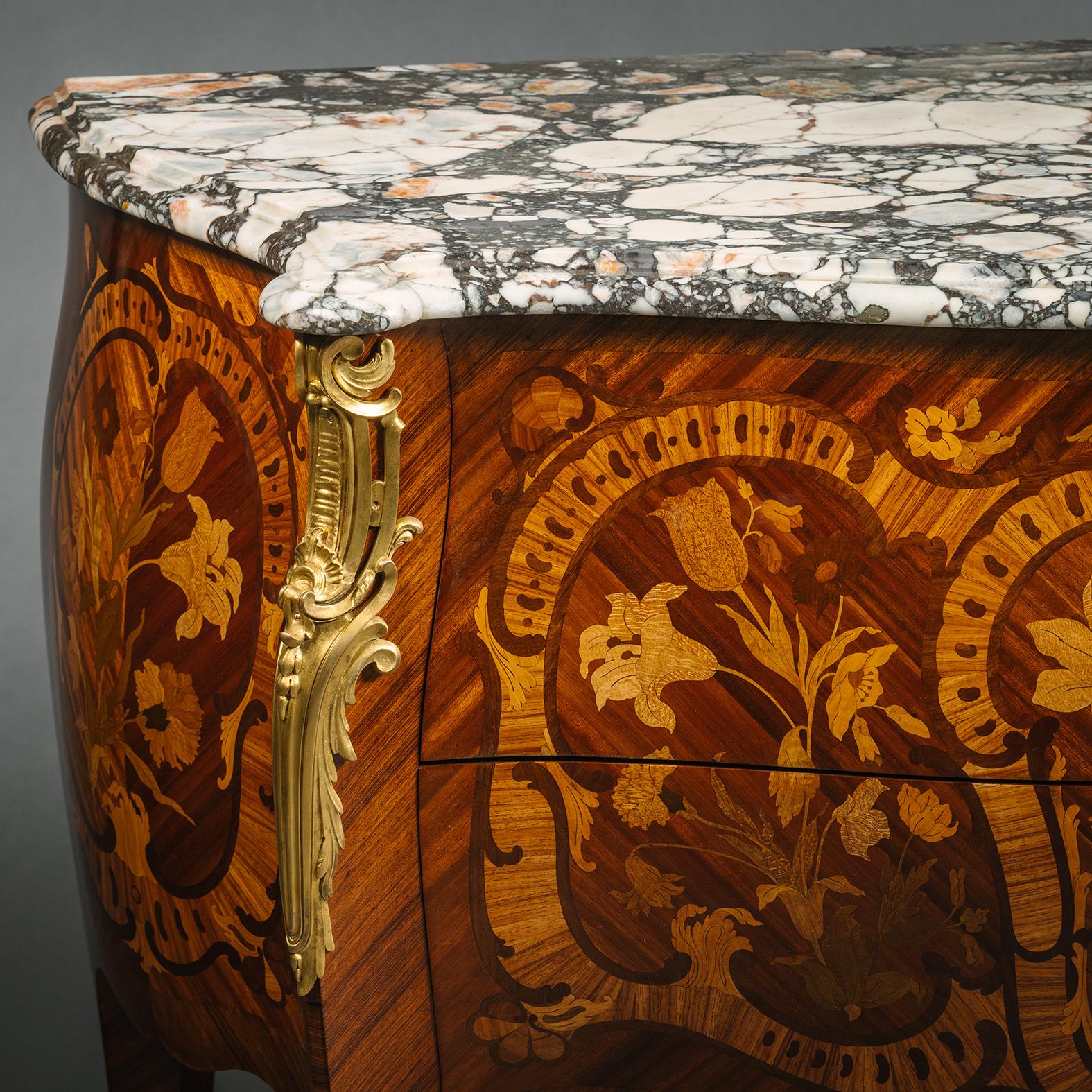 A Louis XV Style Gilt-Bronze Mounted Marquetry Commode, By Paul Sormani For Sale 2