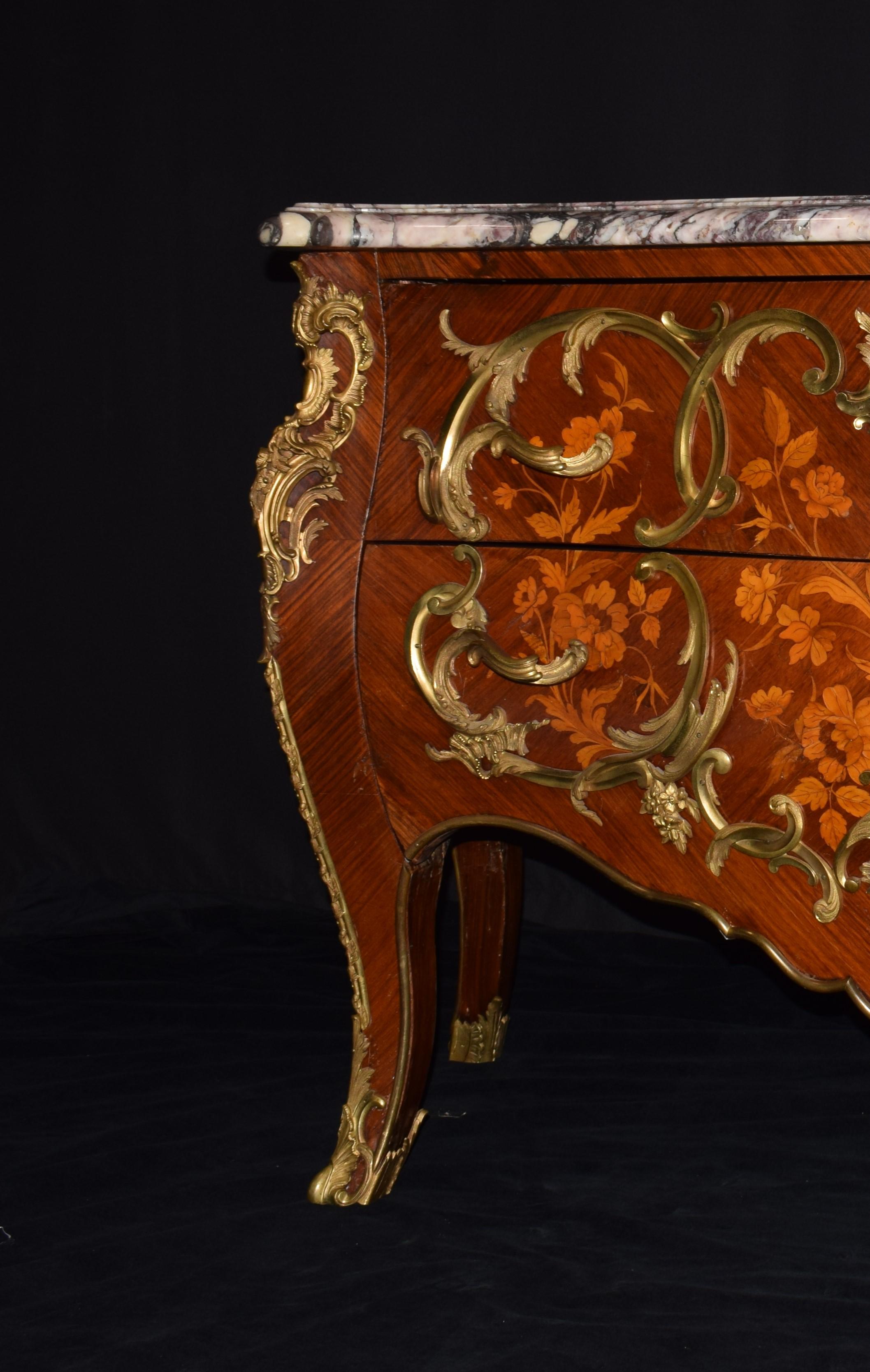 Louis XV Style Gilt-Bronze-Mounted Marquetry Commode 1