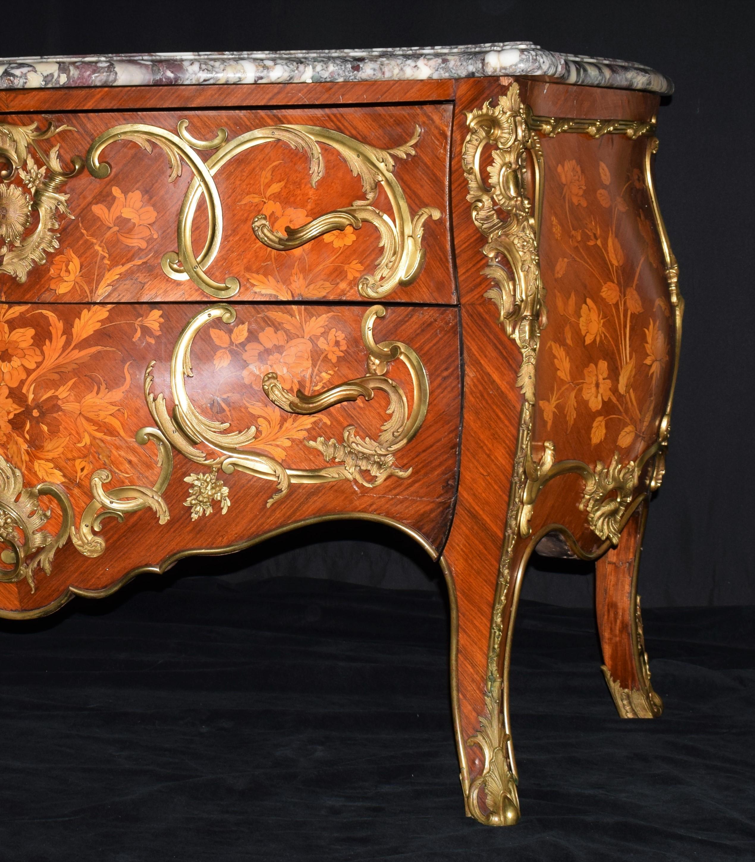Louis XV Style Gilt-Bronze-Mounted Marquetry Commode 3