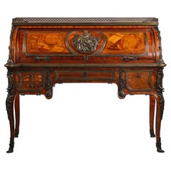 Louis XV Style Gilt-Bronze Mounted Marquetry Cylinder Bureau