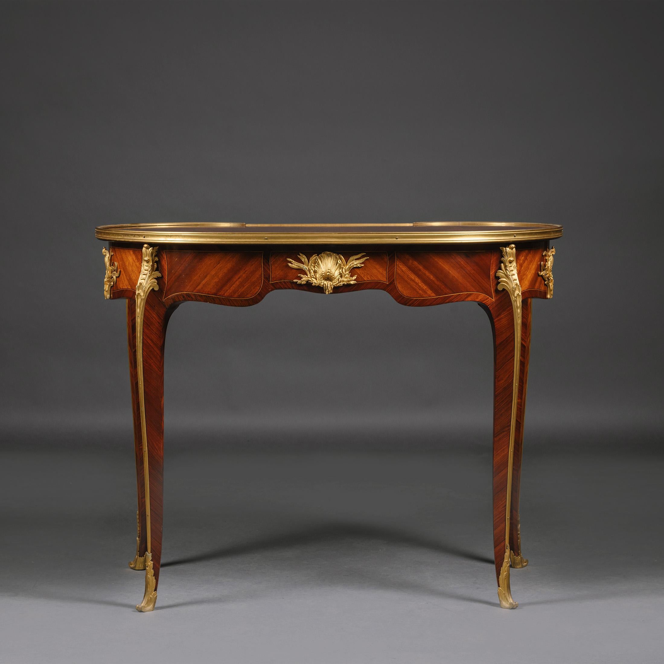 Parquetry A Louis XV Style  Gilt-Bronze Mounted Table by François Linke For Sale