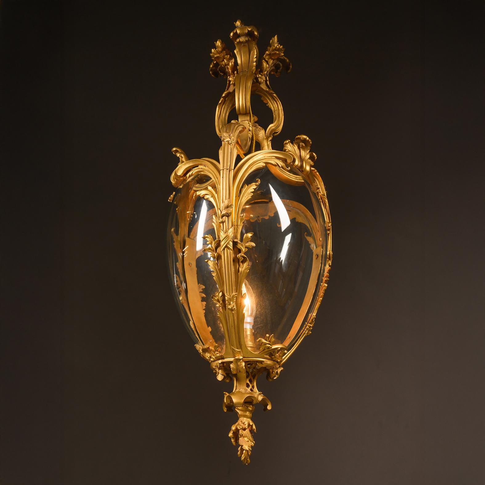 French A Louis XV Style Gilt-Bronze Rococo Lantern For Sale