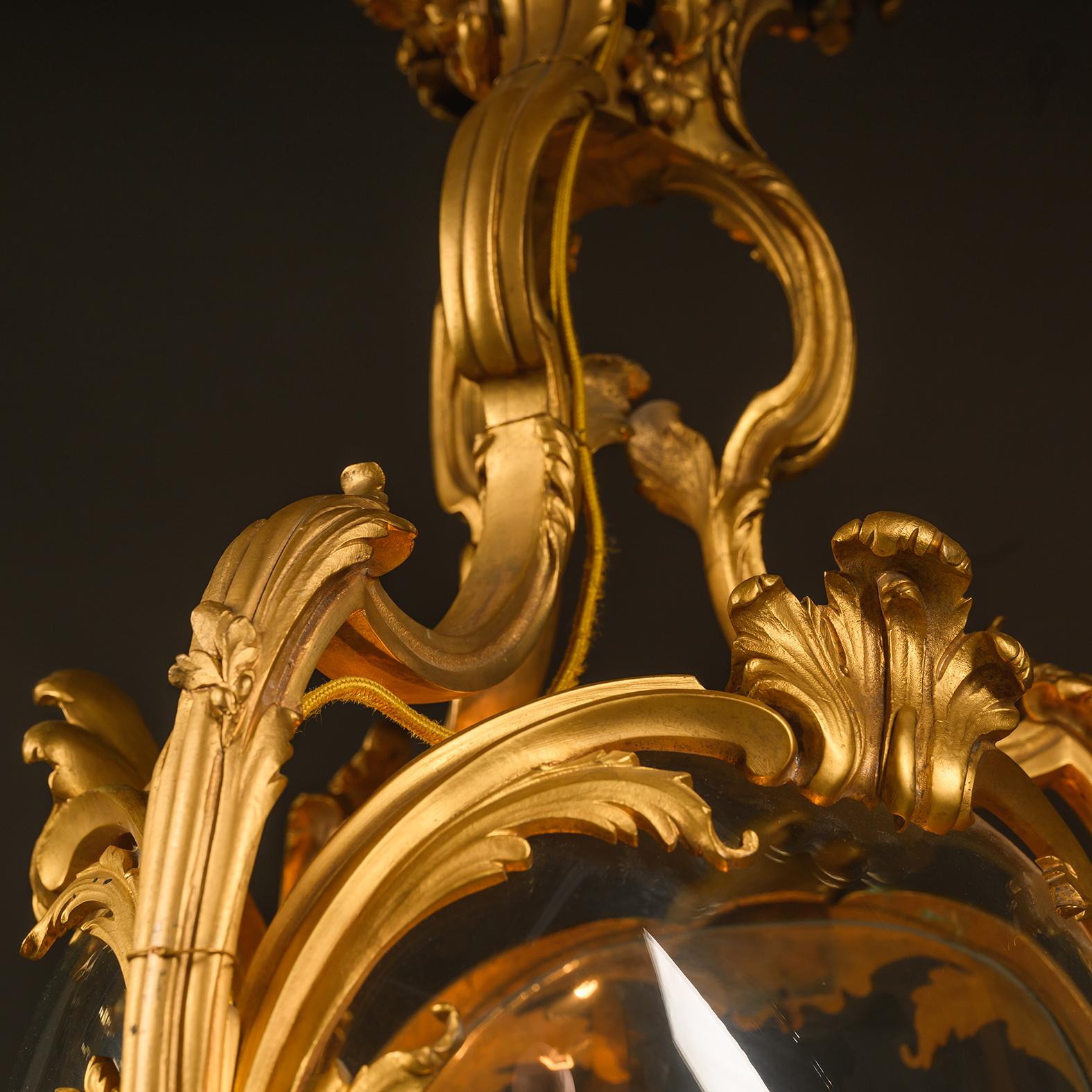 19th Century A Louis XV Style Gilt-Bronze Rococo Lantern For Sale