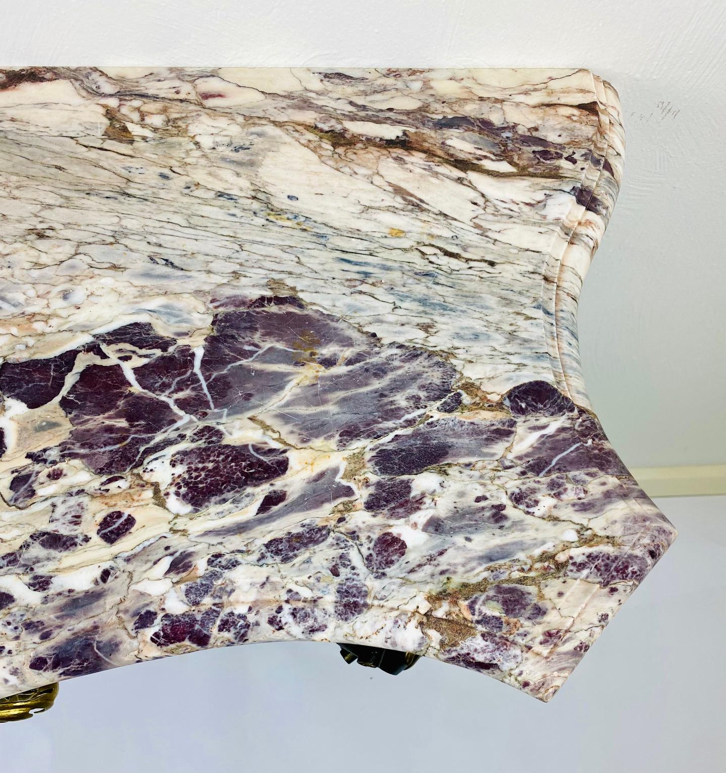 A Louis XV style iron console with breccia violet top. For Sale 5