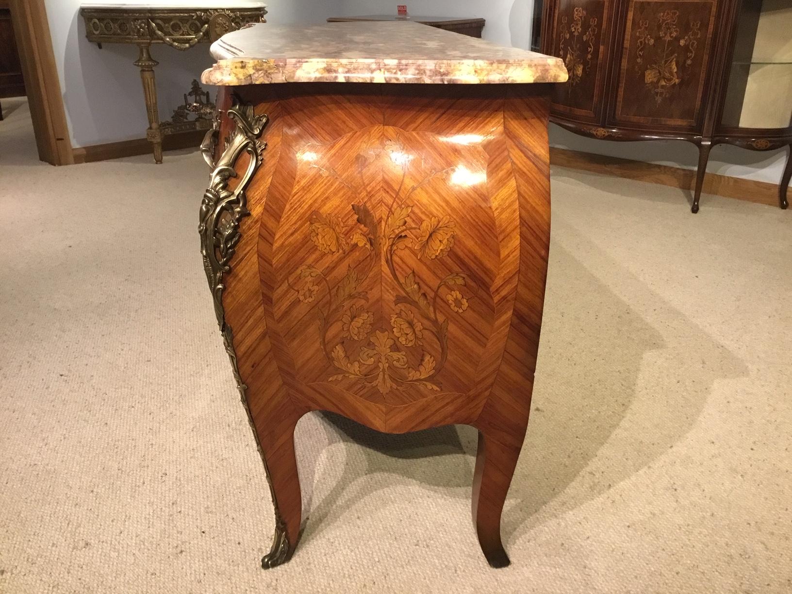Louis XV Style Kingwood, Marquetry and Ormolu Mounted French Commode For Sale 9