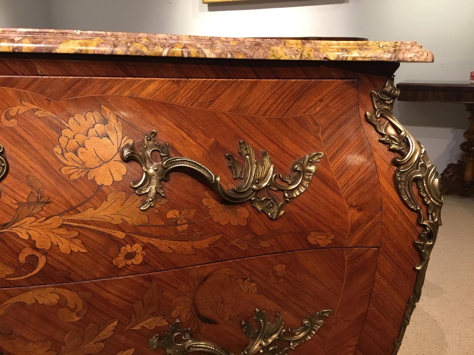 Louis XV Style Kingwood, Marquetry and Ormolu Mounted French Commode In Good Condition For Sale In Darwen, GB