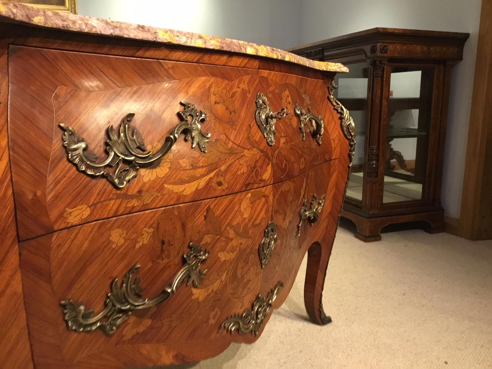 Louis XV Style Kingwood, Marquetry and Ormolu Mounted French Commode For Sale 4