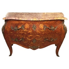 Louis XV Style Kingwood, Marquetry and Ormolu Mounted French Commode