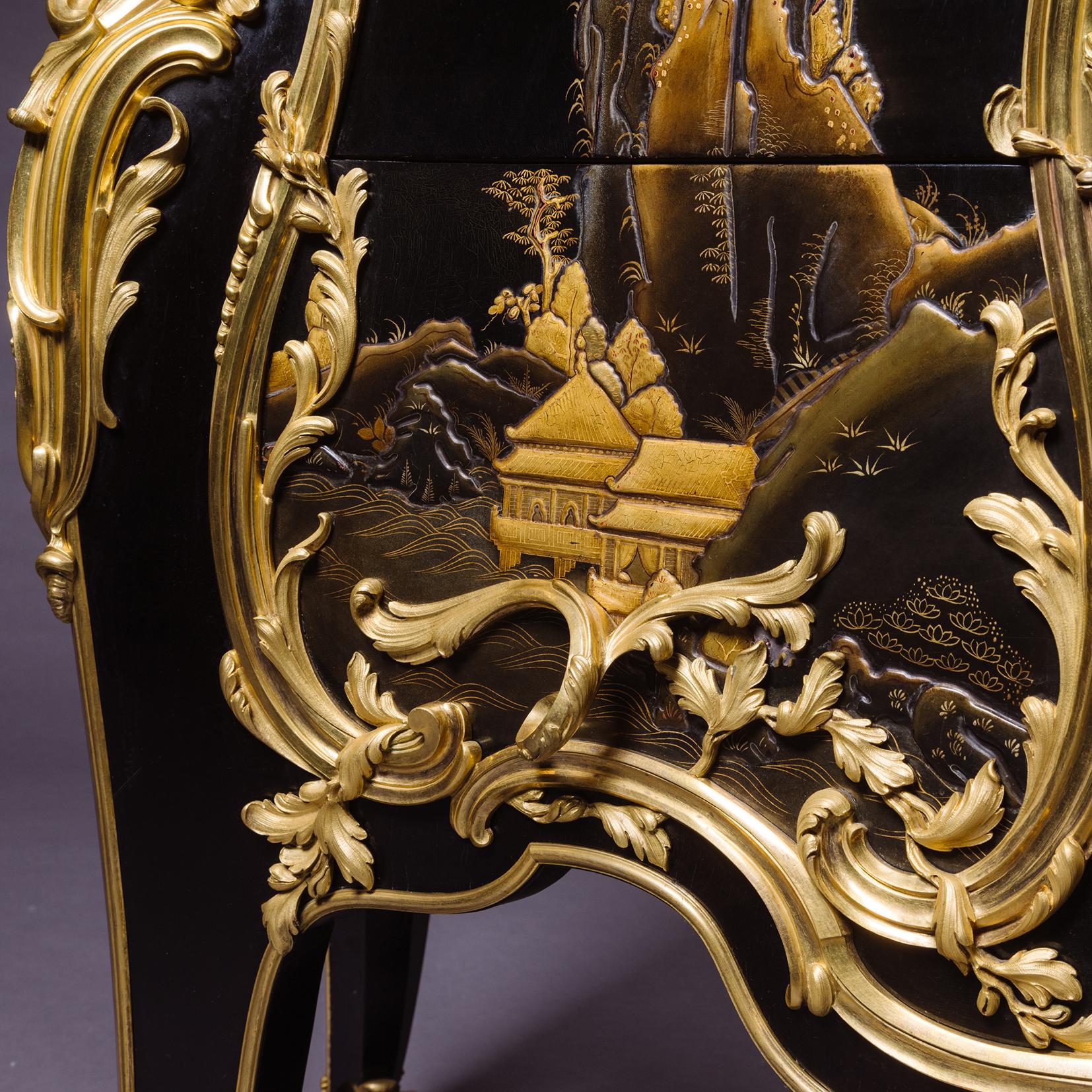 A Louis XV Style Lacquer Commode, by Maxime Secrétant, Paris For Sale 7