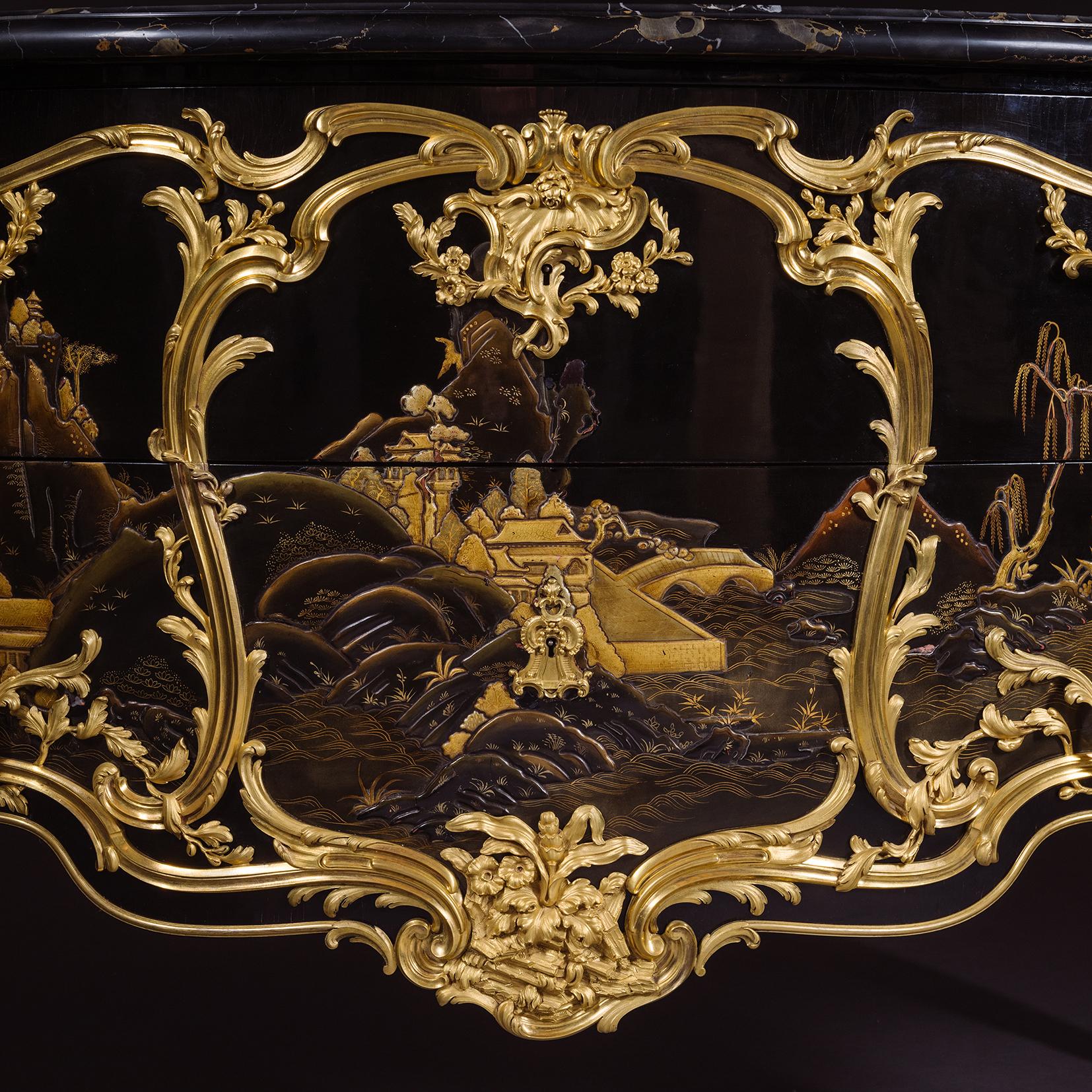 French A Louis XV Style Lacquer Commode, by Maxime Secrétant, Paris For Sale