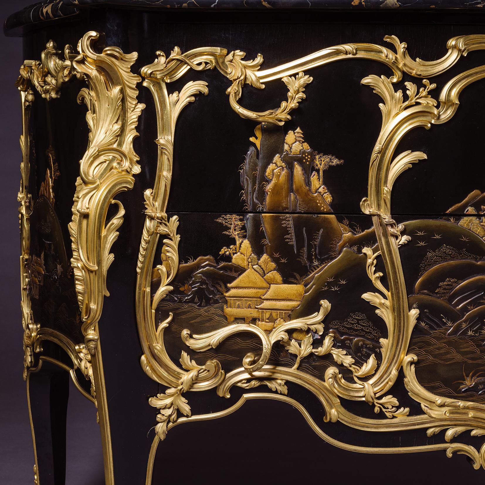 Ormolu A Louis XV Style Lacquer Commode, by Maxime Secrétant, Paris For Sale