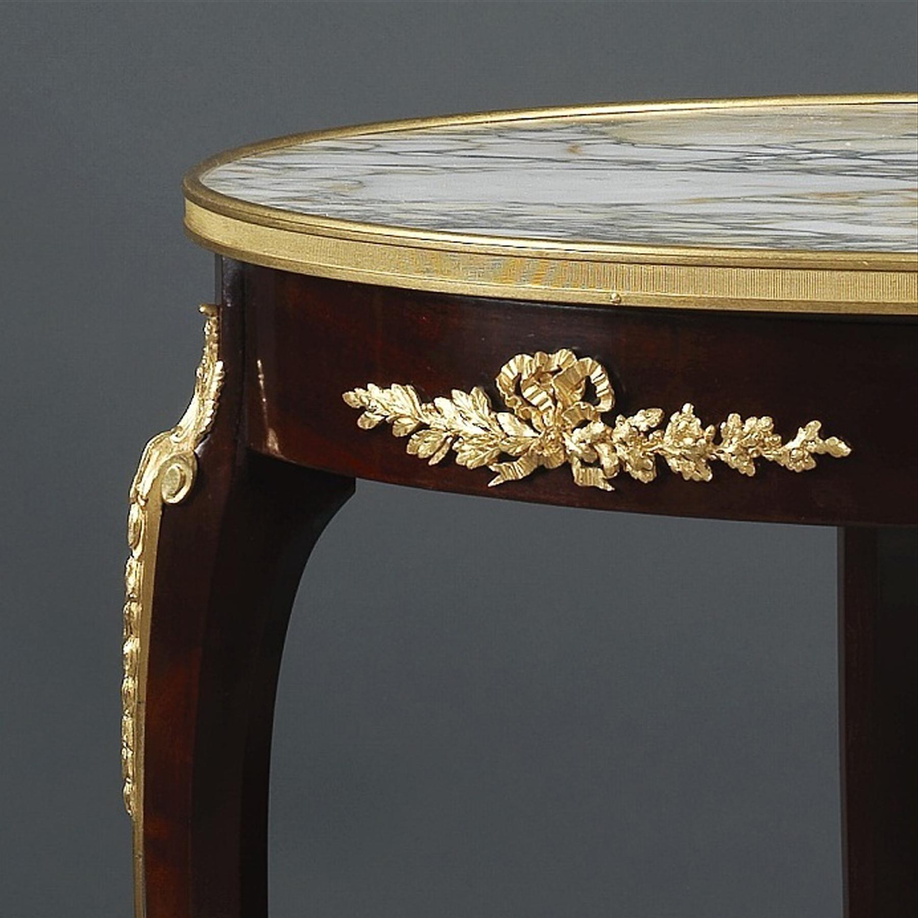 French Louis XV Style Mahogany Gueridon with a Marble Top, circa 1890 For Sale
