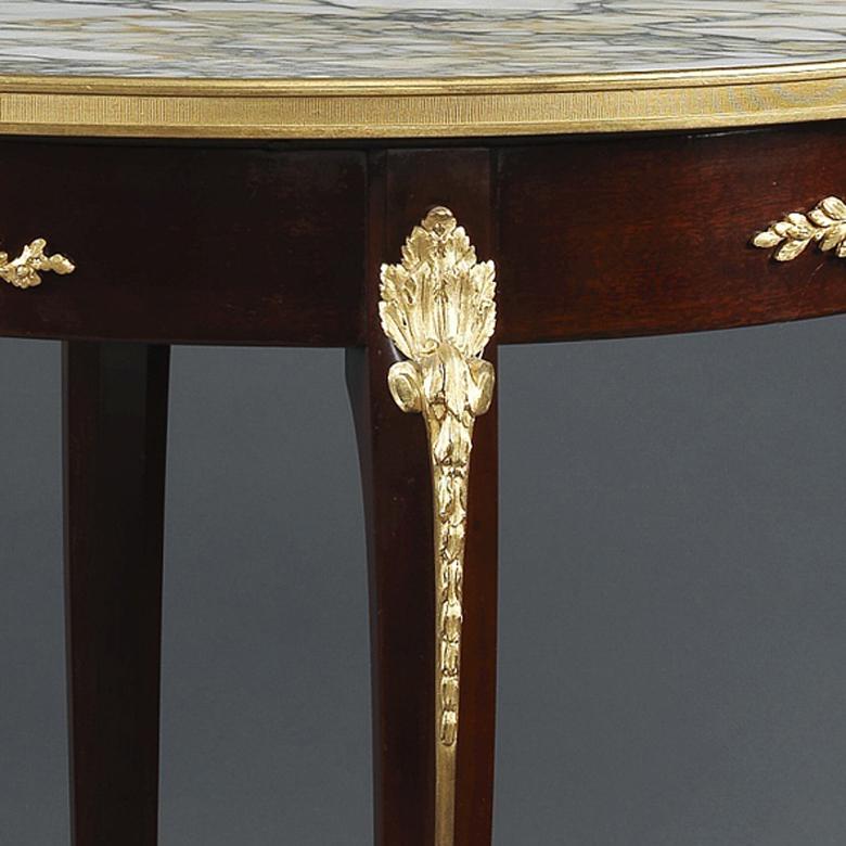 Gilt Louis XV Style Mahogany Gueridon with a Marble Top, circa 1890 For Sale